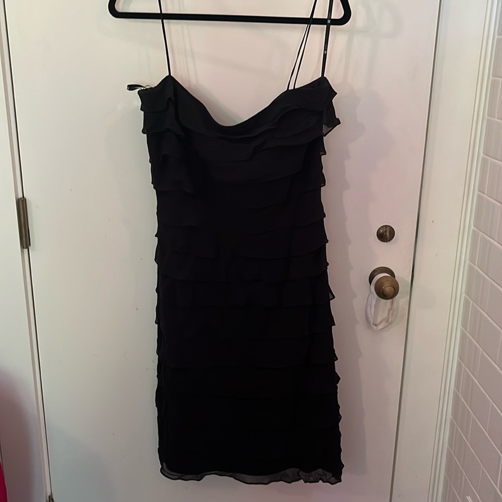 Tadashi knee length spaghetti strap silk dress